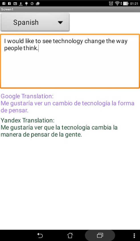 Google Translate API and App Inventor: An Alternative to Yandex