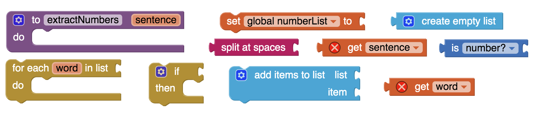 procedure extractNumbers hint